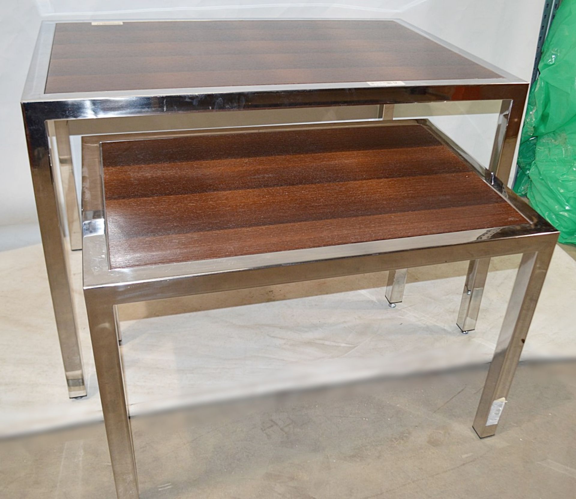 A Pair Of Rectangular Nesting Retail Shop Display Tables - Max Dimensions: H92 x W135 x D90cm - Ex- - Image 3 of 8