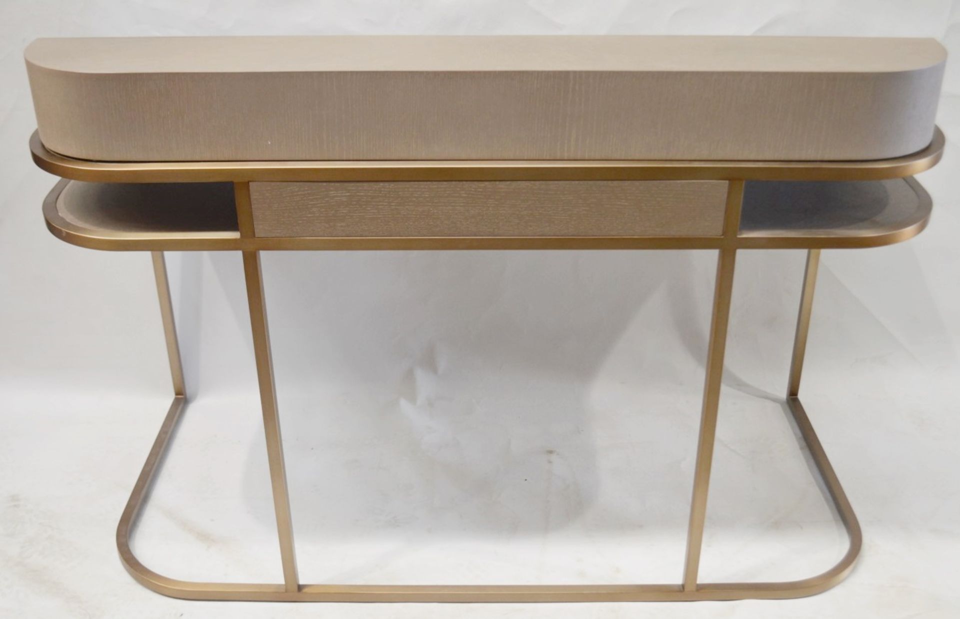 1 x EICHHOLTZ 'Highland' Designer Desk With Washed Oak And Brushed Brass Finishes - Ex-Display - - Image 10 of 12