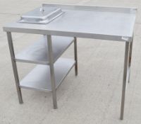1 x Stainless Steel Commercial Prep Unit With 2 x Shelves And Serving Dish - Dimensions: H95 x W120