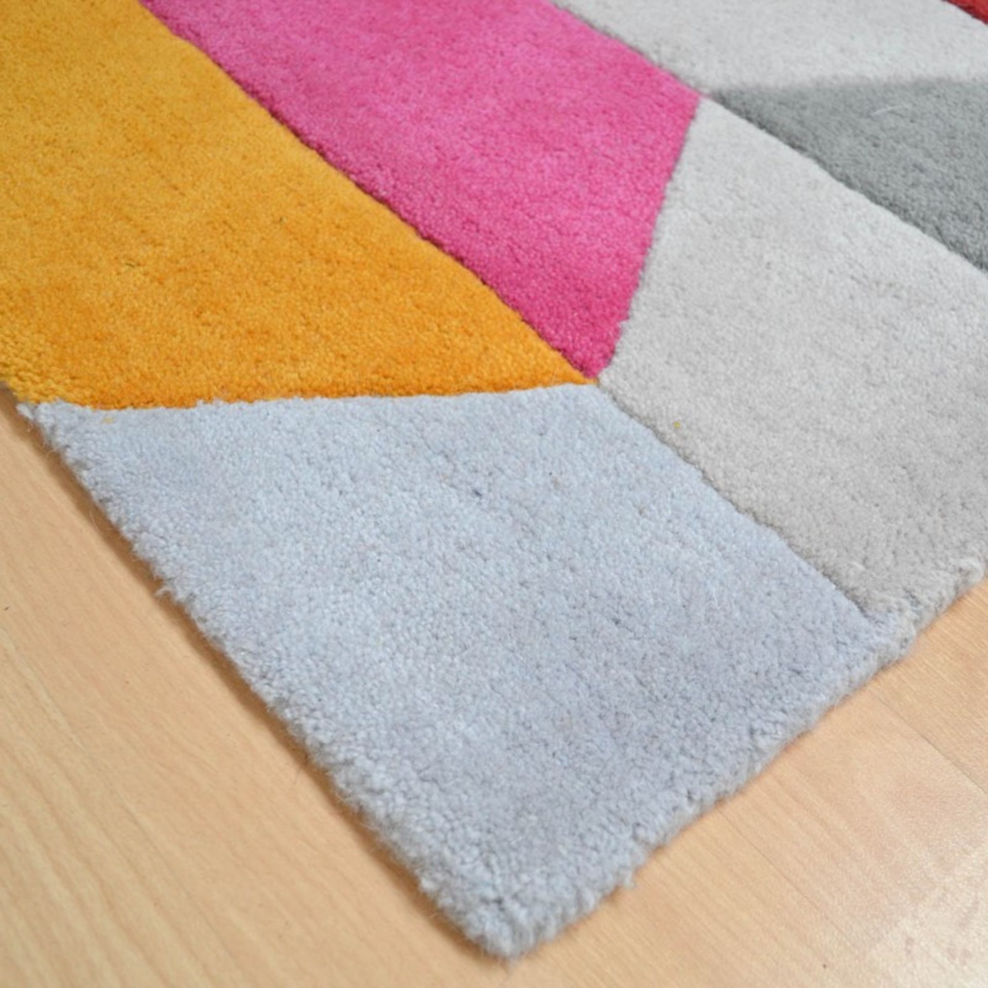 1 x Funk Honeycomb Bright Colourful Modern Hallway Runners - 100% New Zealand Wool - Handmade In - Image 2 of 6