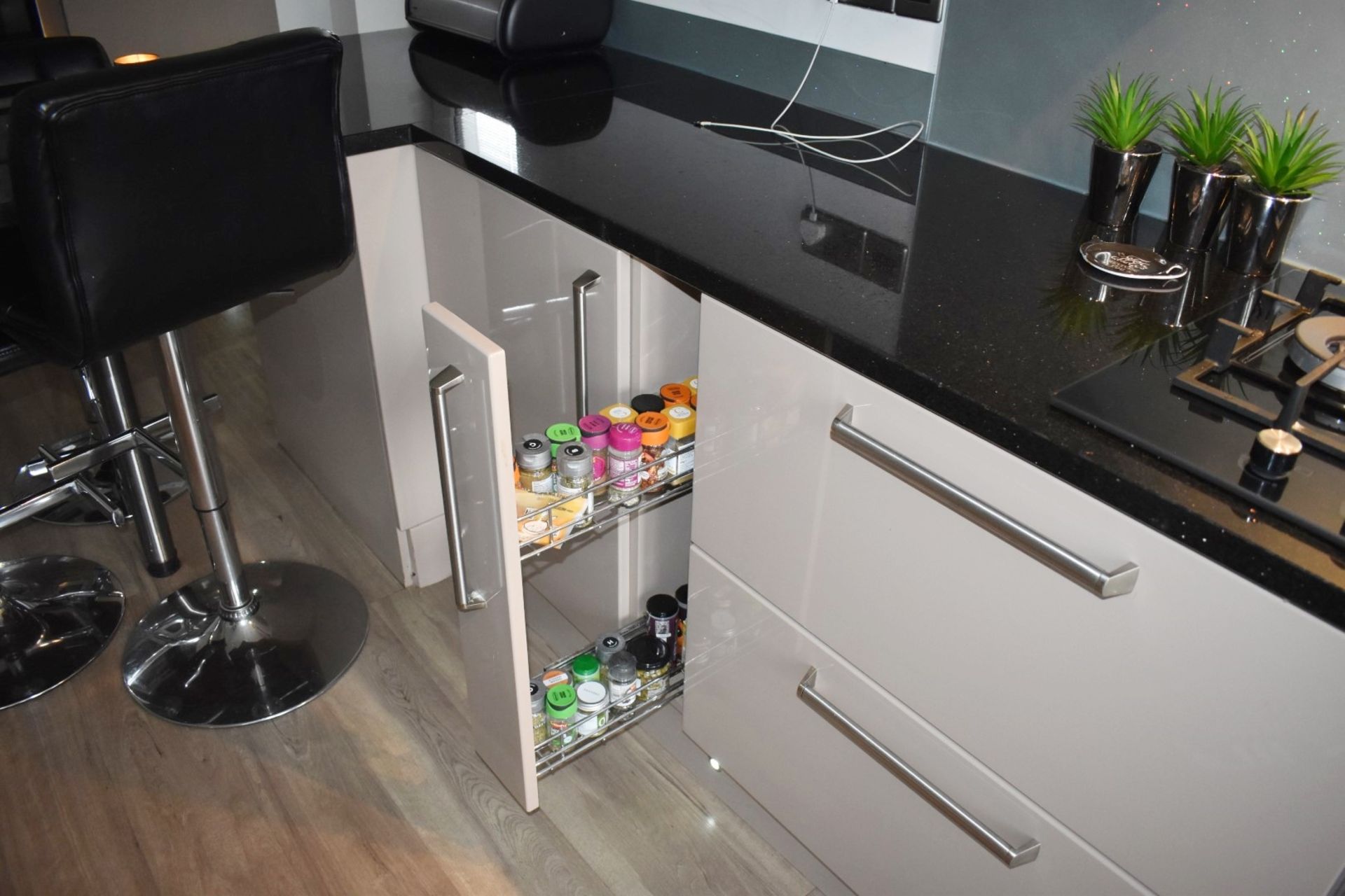 1 x Contemporary Mocha Fitted Kitchen Featuring Galaxy Granite Worktops, Breakfast Bar With Stools - Image 41 of 77