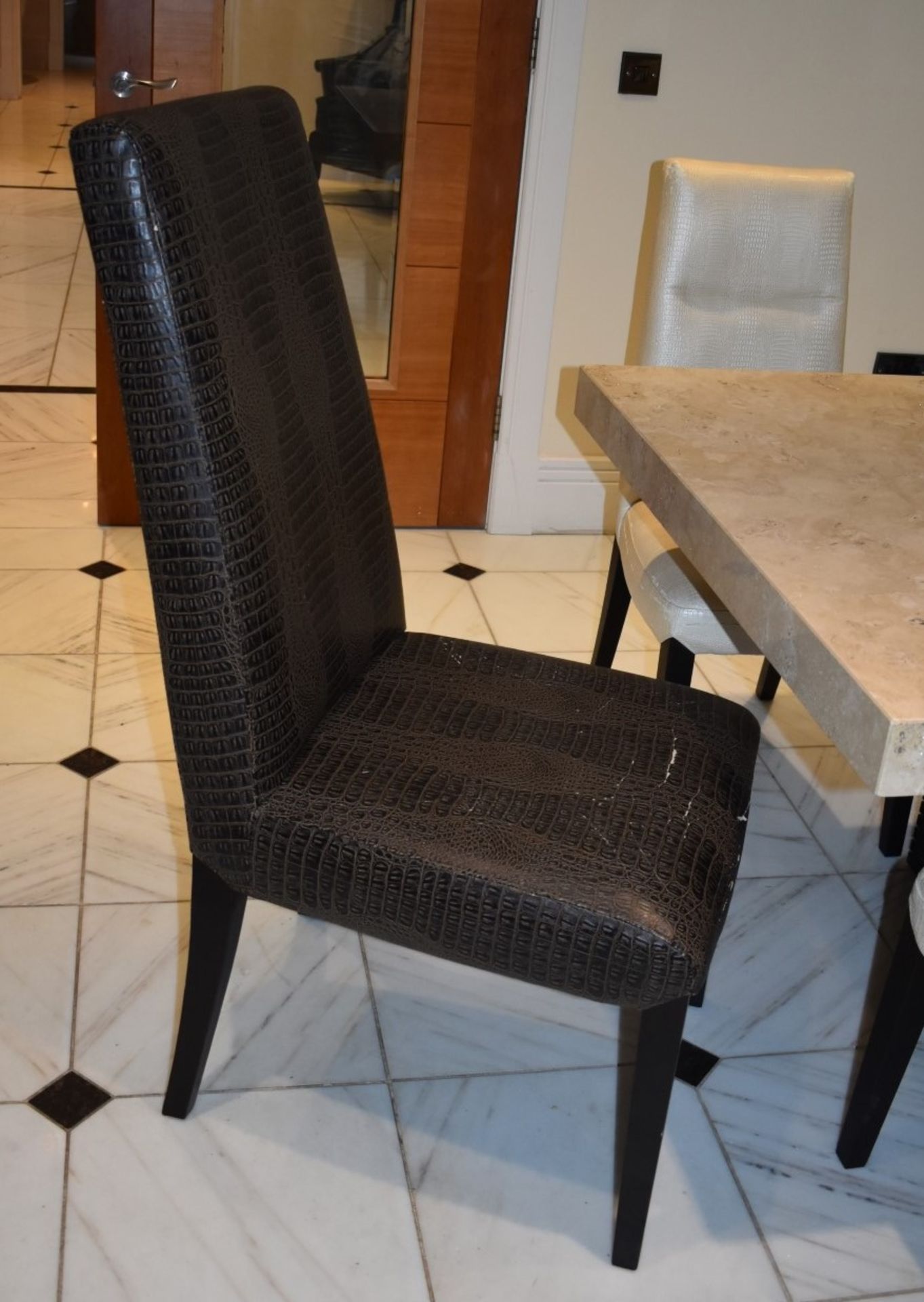 8 x High Back Dining Chairs Upholstered in Faux Crocodile Material - CL546 - Location: Hale, - Image 2 of 9