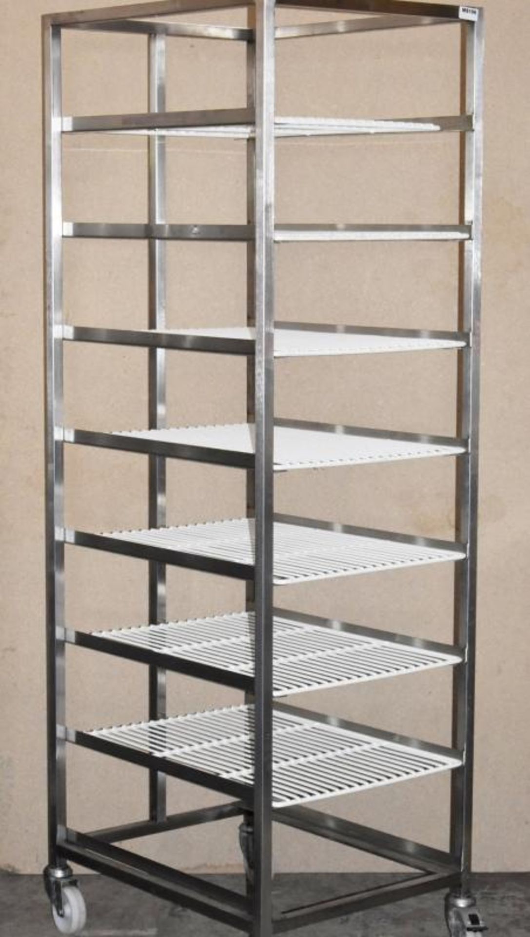 1 x Stainless Steel 8 Tier Mobile Shelf Unit For Commercial Kitchens With White Coated Wire Shelves - Image 5 of 11