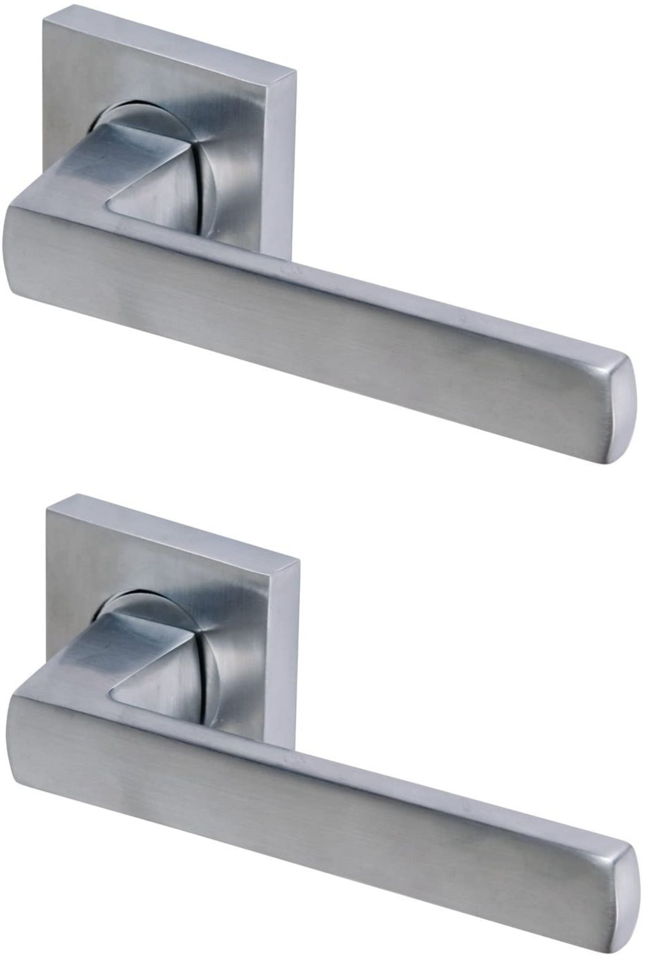 2 x Pairs of Sorrento Axis Internal Door Handle Levers With Square Rose in Polished Chrome - Brand