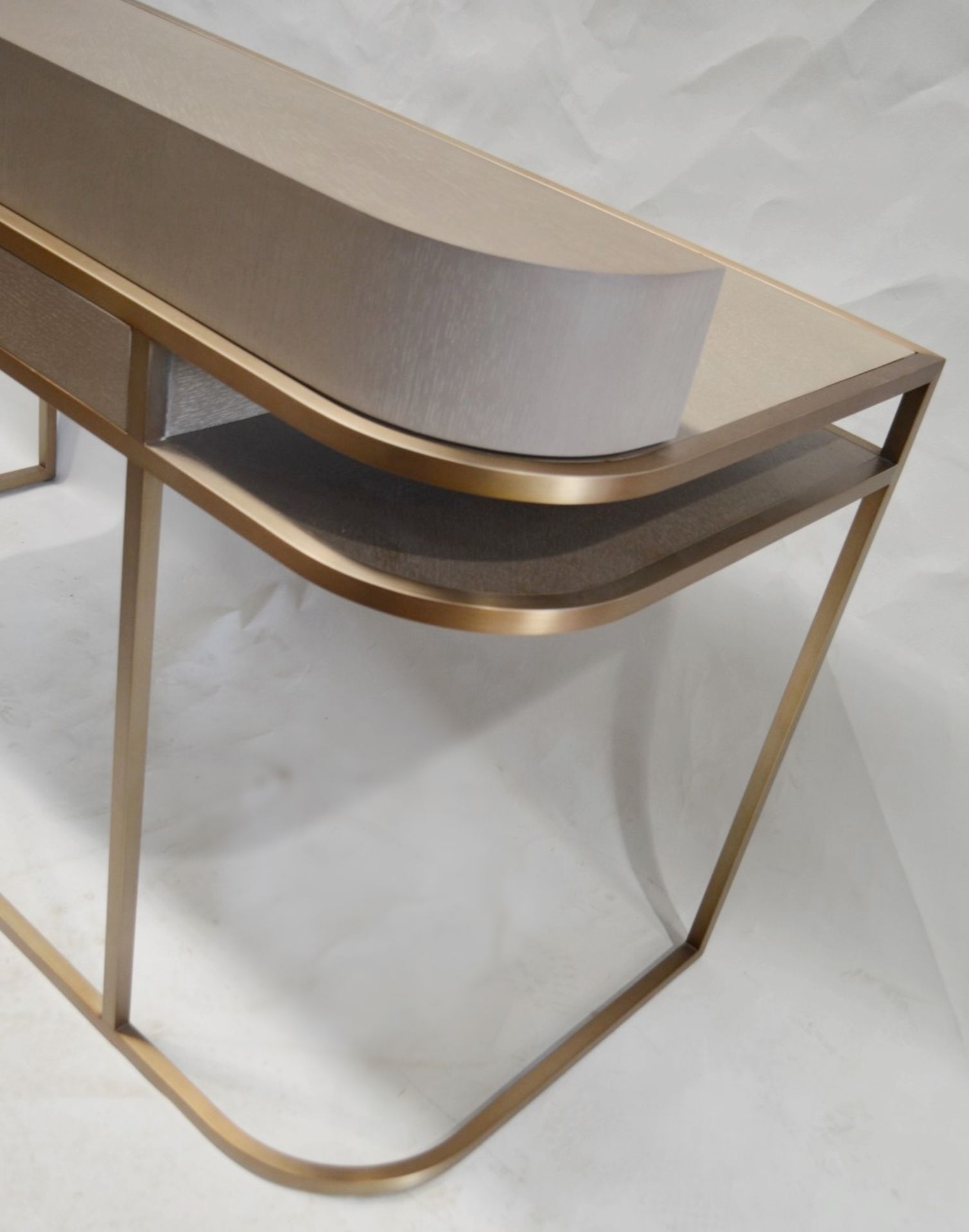 1 x EICHHOLTZ 'Highland' Designer Desk With Washed Oak And Brushed Brass Finishes - Ex-Display - - Image 12 of 12