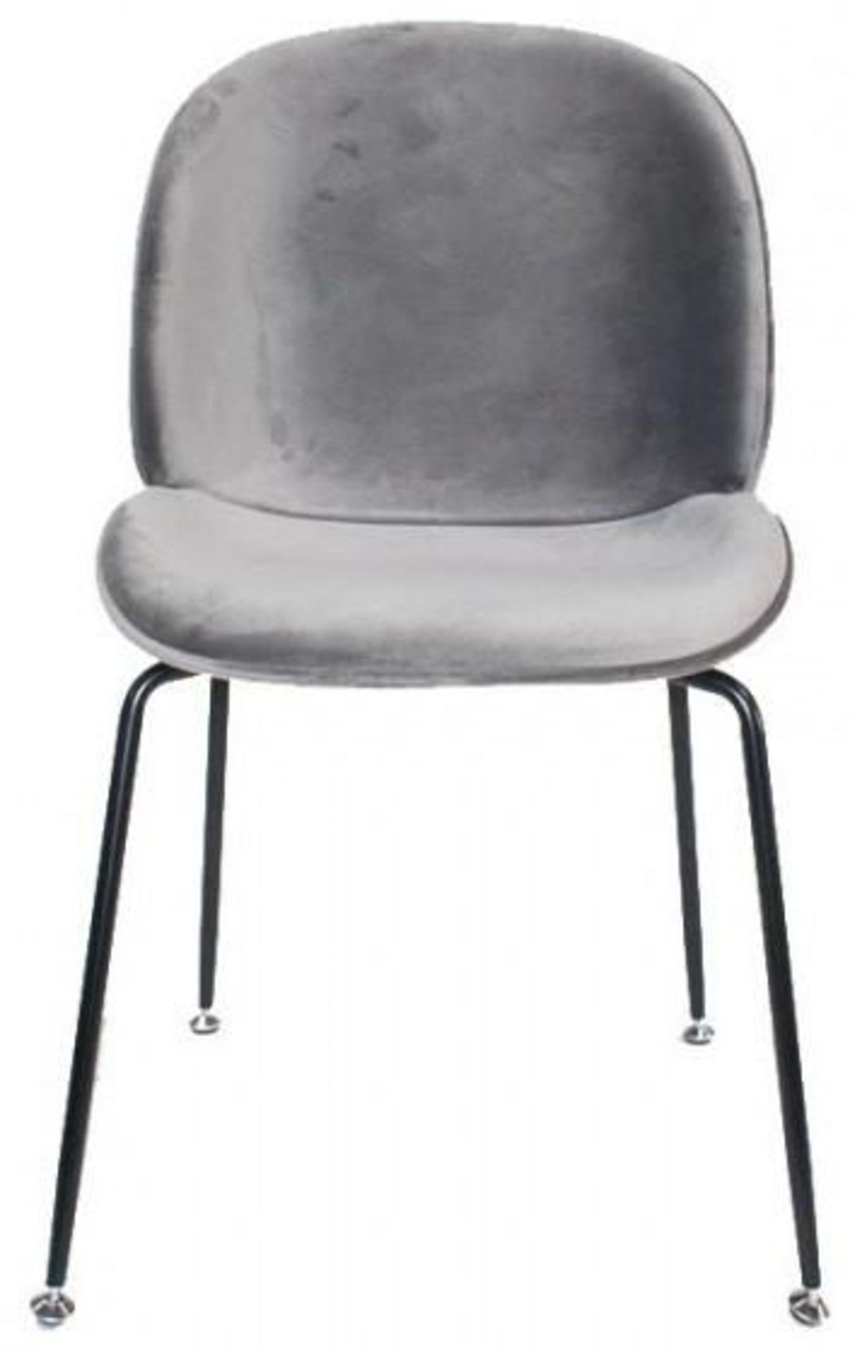 2 x GRACE Upholstered Contemporary Dining Chairs In Grey Velvet - Dimensions: W48 x D50 x H85 cm - B - Image 2 of 3