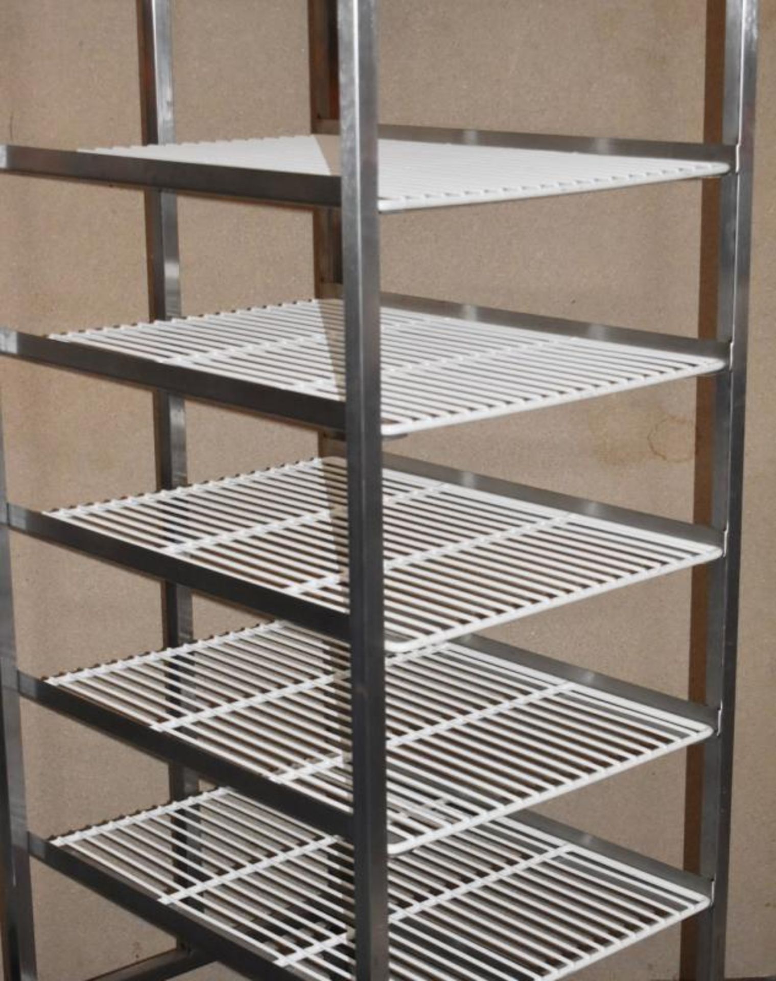 1 x Stainless Steel 8 Tier Mobile Shelf Unit For Commercial Kitchens With White Coated Wire Shelves - Image 10 of 11