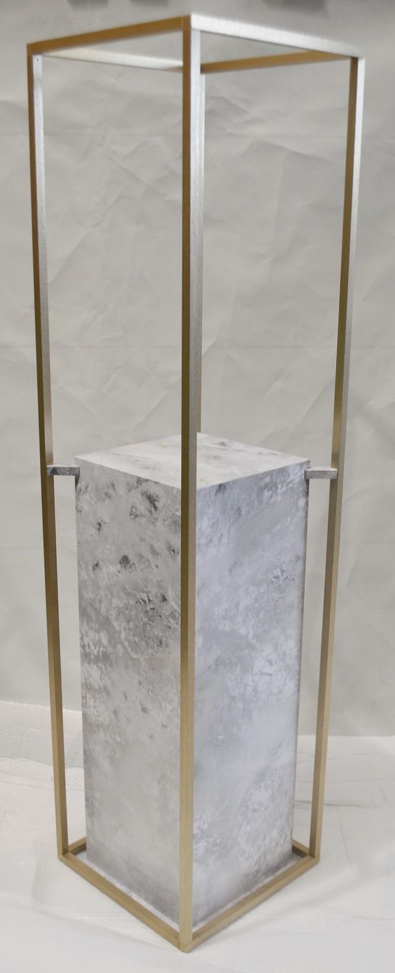 1 x 1.8 Metre Tall Freestanding Display Plinth With A Marble Effect Aestetic - Dimensions: H182 x