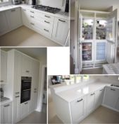 1 x Contemporary Sympathy Fitted Kitchen Featuring Grey Shaker Style Doors, Corian Worktops,