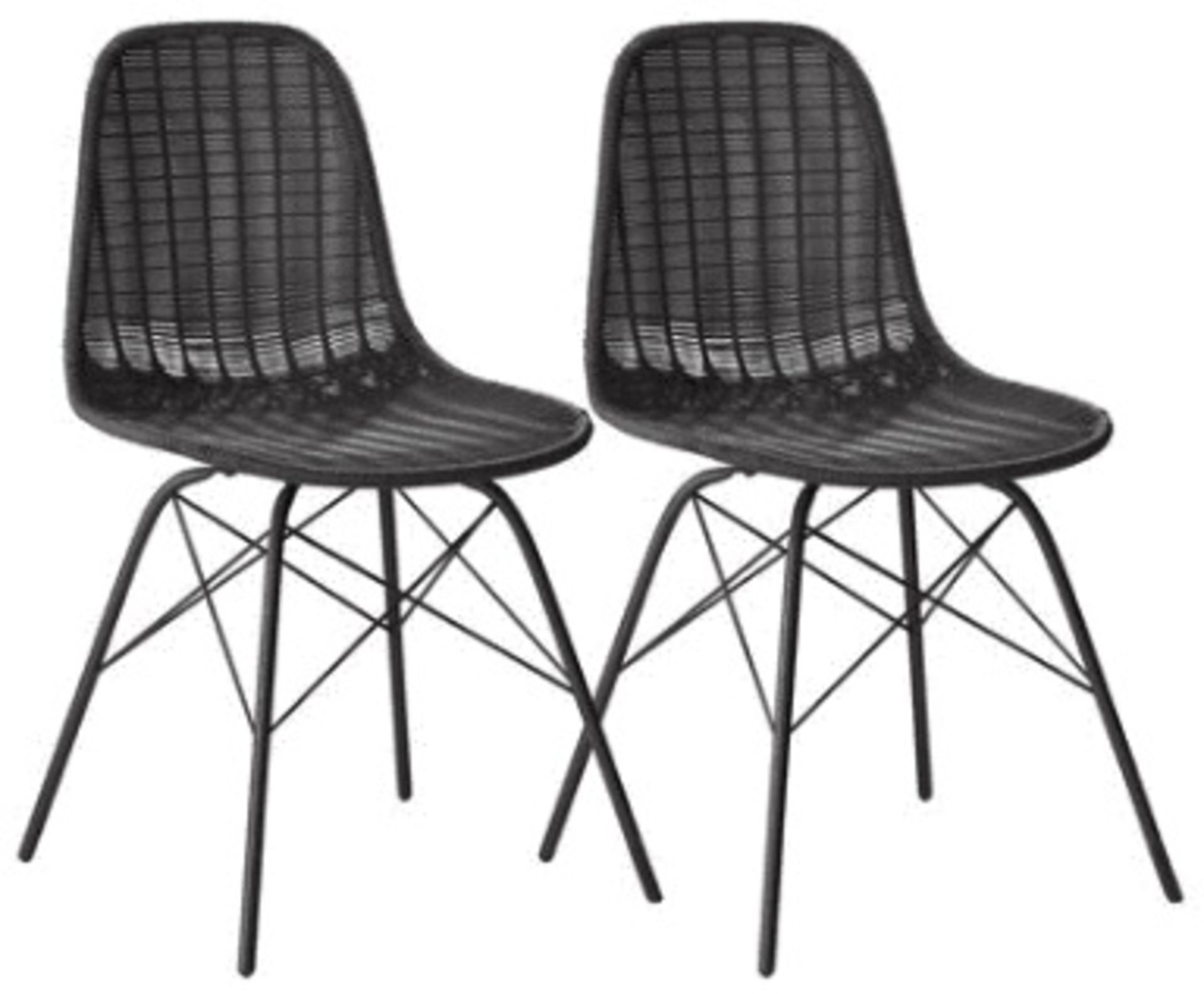 A Pair Of 'SPUN' Contemporary Rattan Chairs In Black - Brand New Boxed Stock - Dimensions: W52.5 x - Image 4 of 5