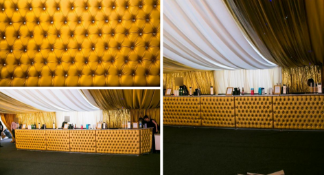 6-Metres of Gold Chesterfield-Style Button-back Commercial Bar Panels With Diamond Buttons