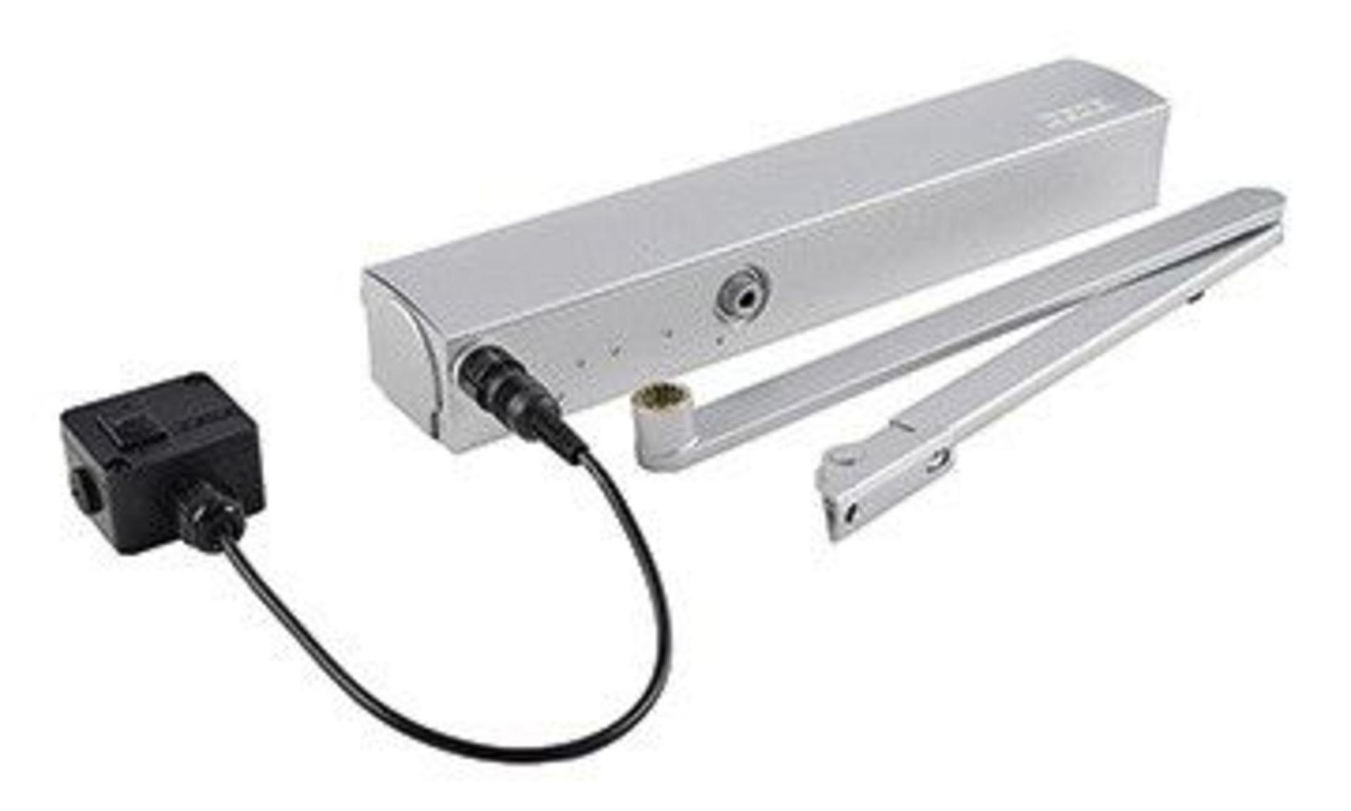 1 x Geze TS4000E Hold Open Electro Hydraulic Door Closer With V Arm - 24v DC - Silver Finish - Brand