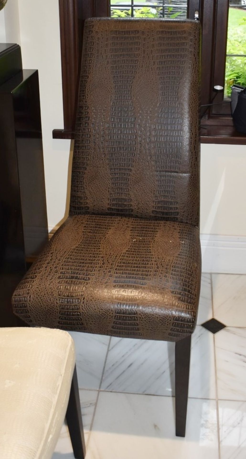 8 x High Back Dining Chairs Upholstered in Faux Crocodile Material - CL546 - Location: Hale, - Image 3 of 9