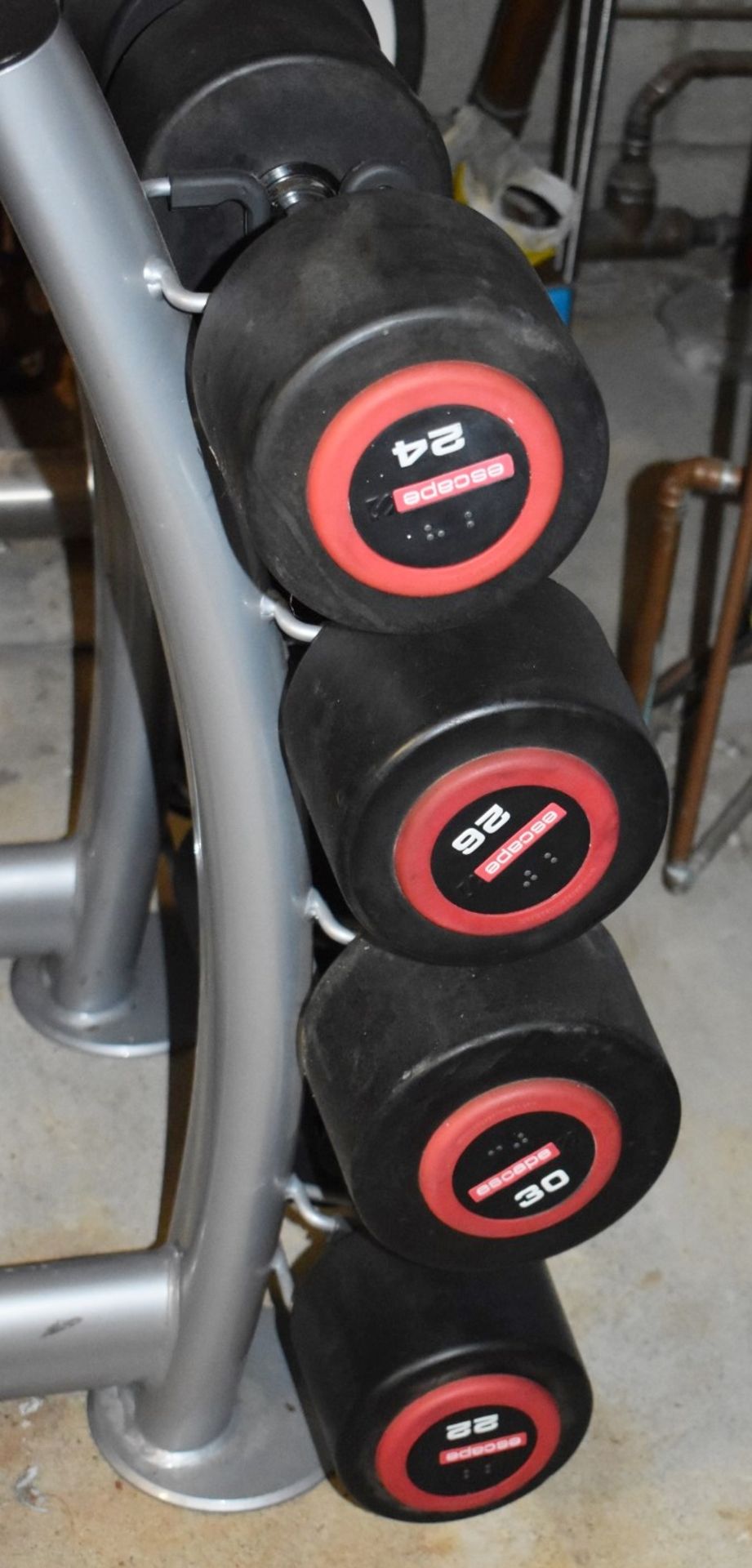 18 x Escape Polyurethane Dumbell Weights - Includes 8kg to 30kg Dumbells and Rubber Dumrbell - Image 3 of 7