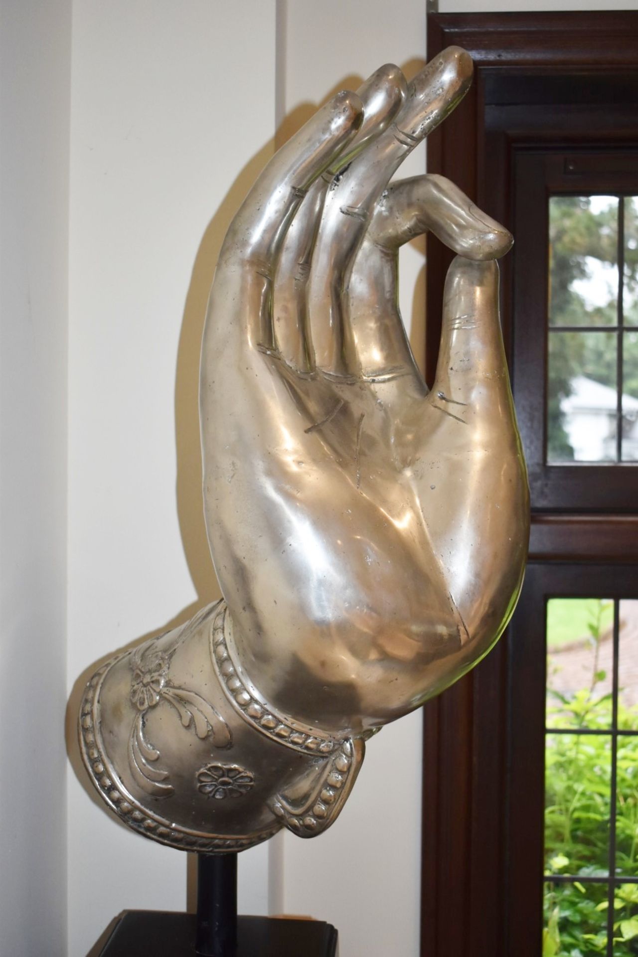 1 x Large Decorative Polished Metal Vitarka Mudra Buddha Hand - Beautifully Hand Crafted and