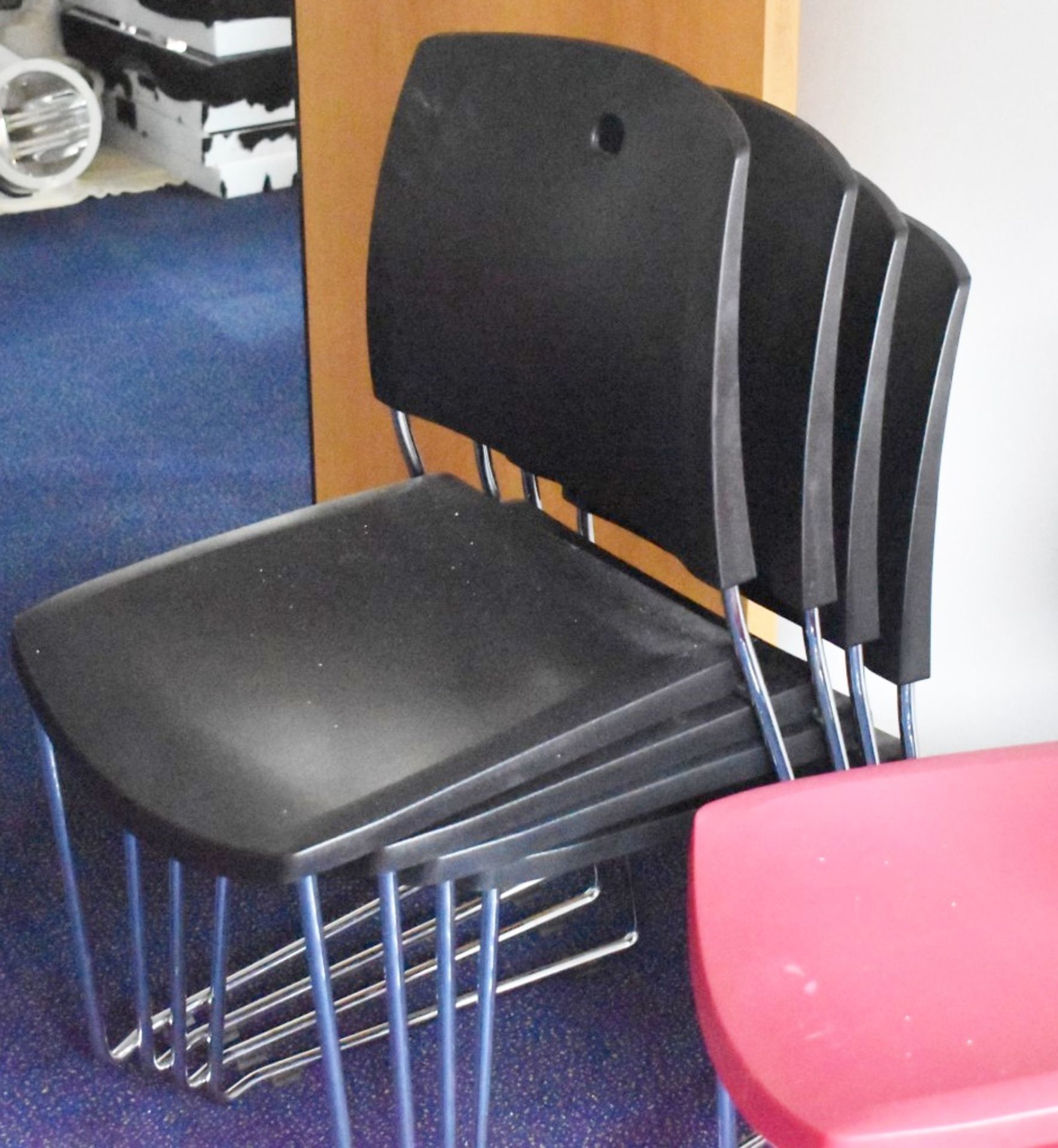 3 x Round Canteen Staff Room Tables in Beech With 8 x Plastic Chairs in Black and Red and 2 x Office - Image 5 of 5