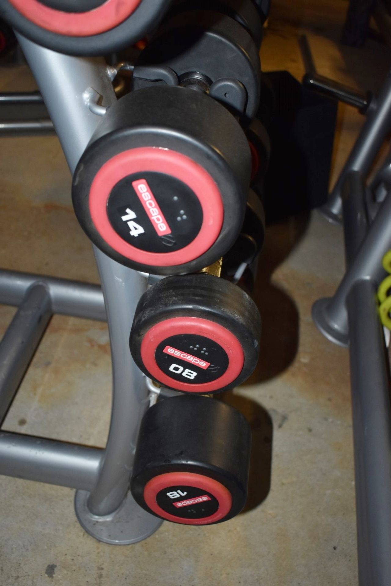18 x Escape Polyurethane Dumbell Weights - Includes 8kg to 30kg Dumbells and Rubber Dumrbell - Image 5 of 7