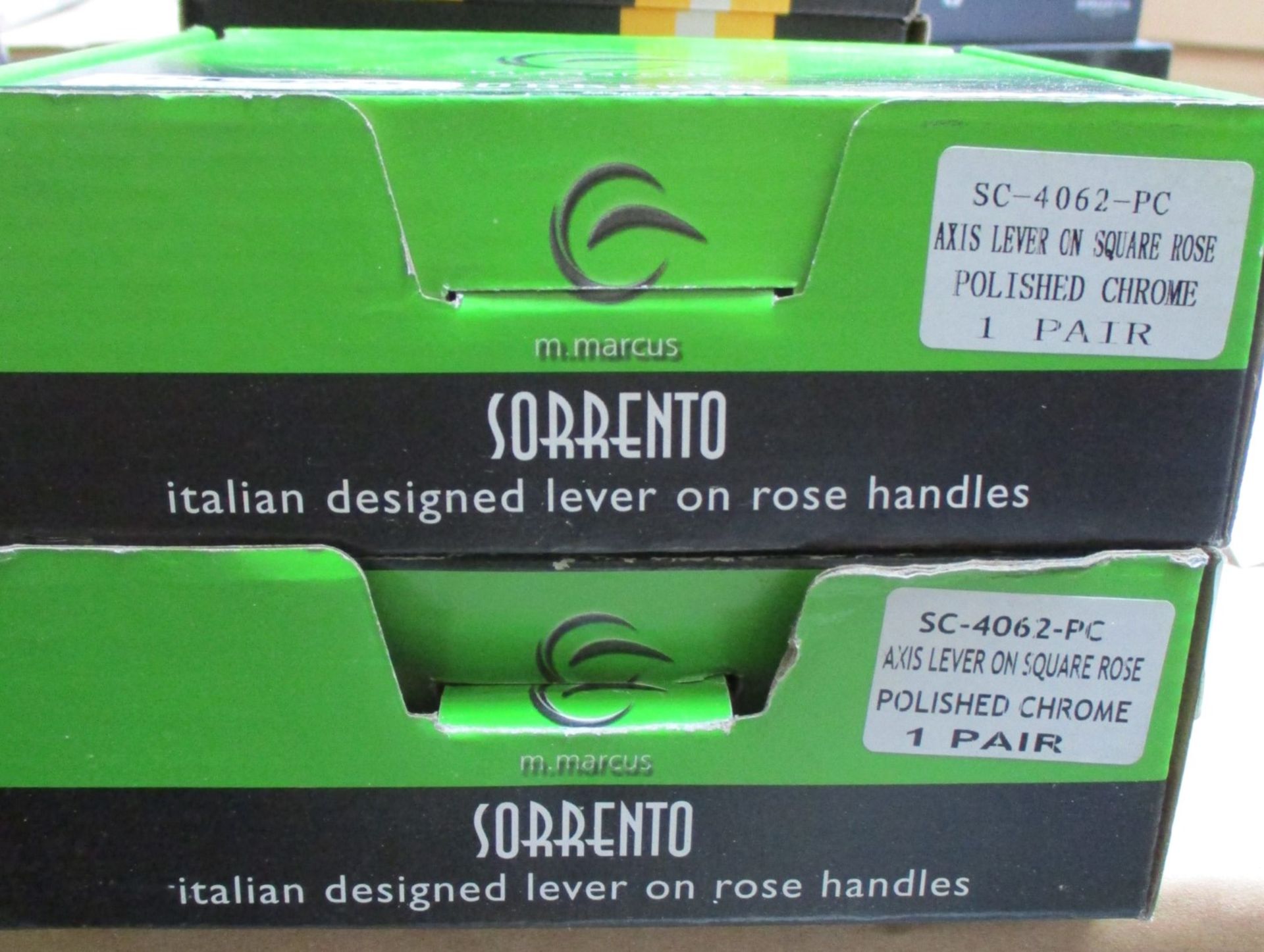 2 x Pairs of Sorrento Axis Internal Door Handle Levers With Square Rose in Polished Chrome - Brand - Image 2 of 4