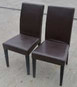 A Pair Of Ligne Roset Chairs Upholstered In Brown Leather- Dimensions (cm): H100 x W46 x D50cm, Seat