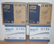 4 x Boxes of Tork & Sirius Toilet Paper - New and Sealed - Ref: FF135 U - CL544 - Location: Leeds,