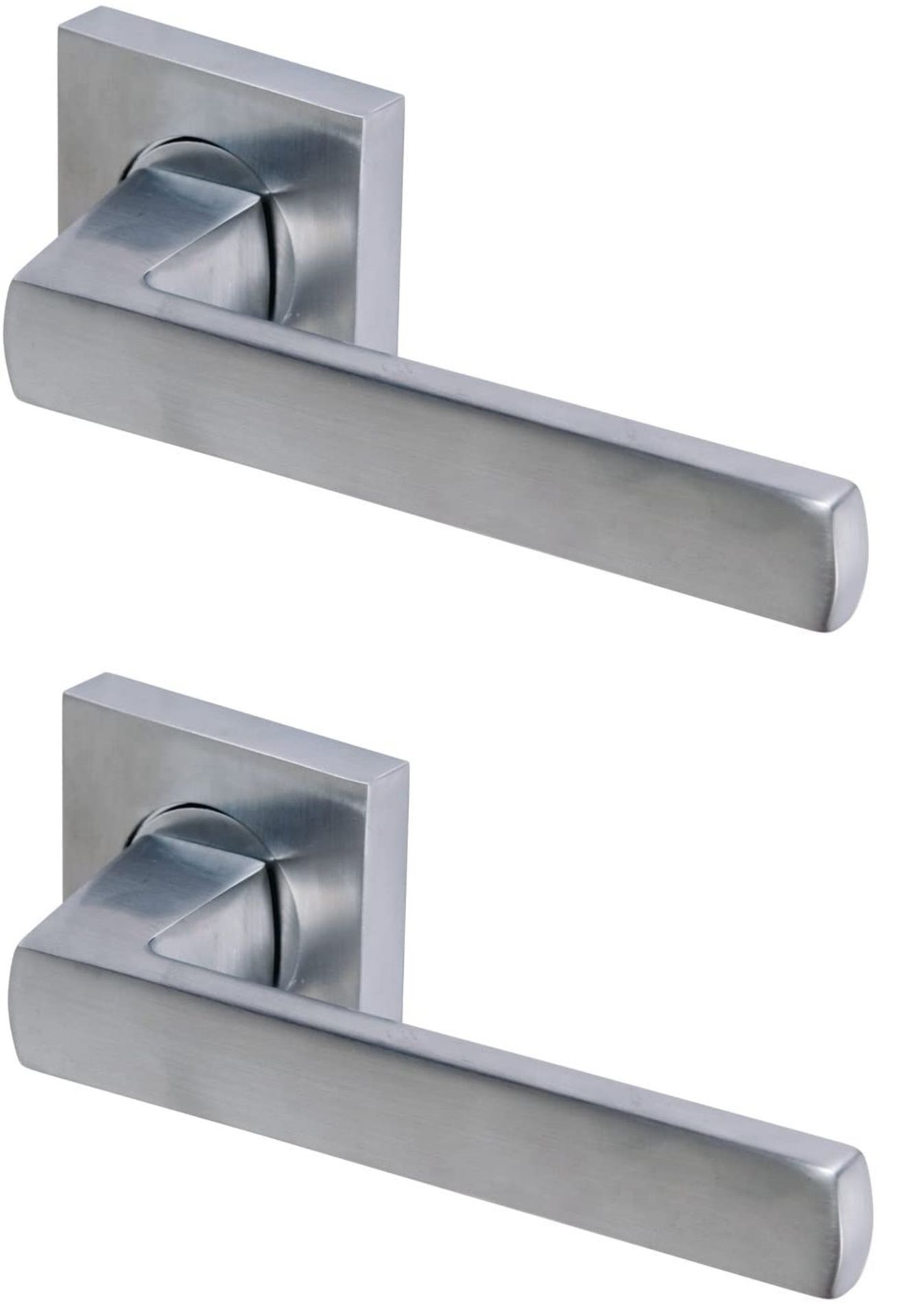 5 x Pairs of Sorrento Axis Internal Door Handle Levers With Square Rose in Satin Chrome - Brand