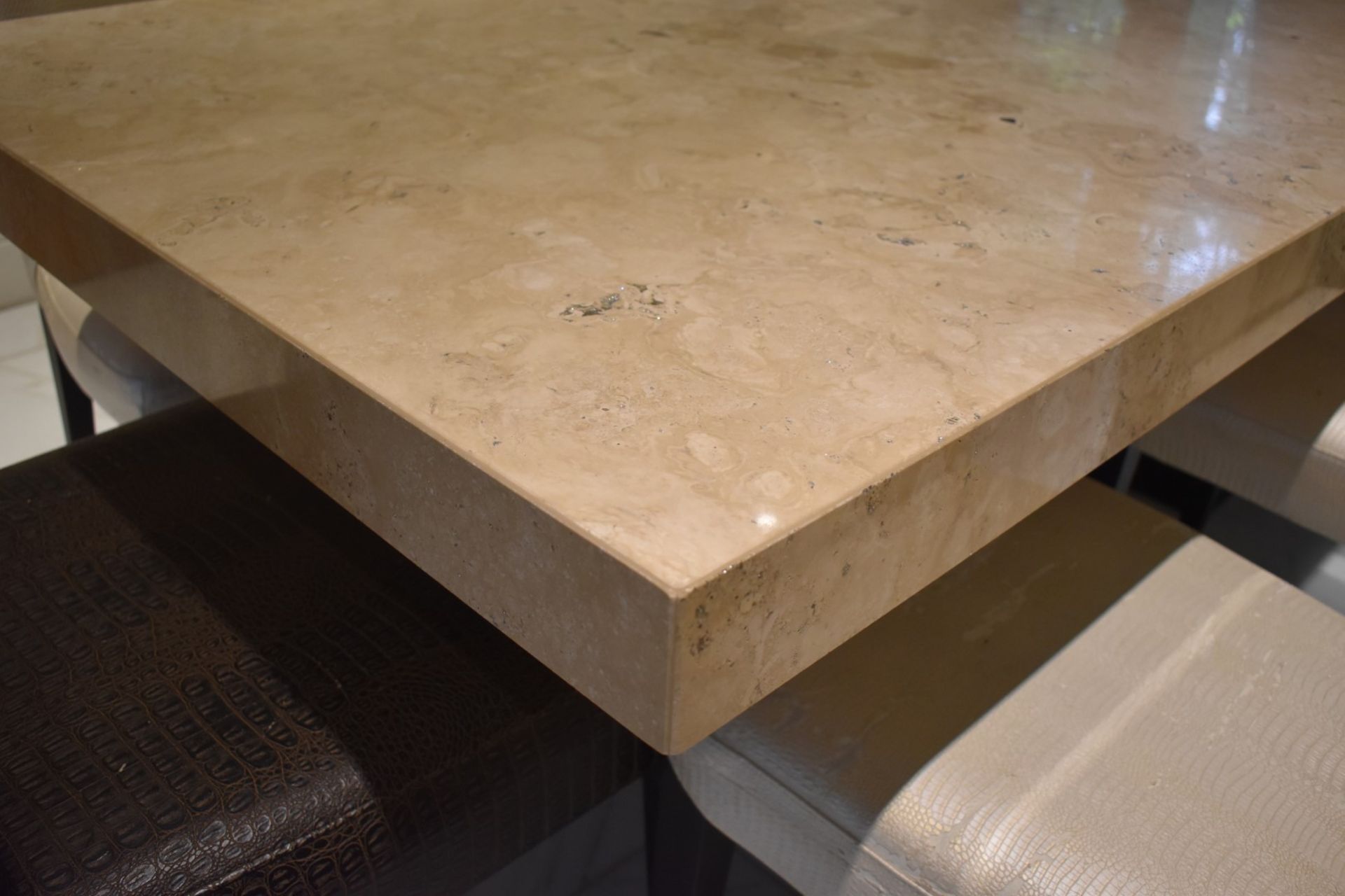 1 x Designer Dining Table by Stone Italia - Gorgeous Tivoli Silver Travertine Stone Table Top With - Image 3 of 10