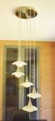 1 x Layered Venetian Murano Glass 5 Light Ceiling Fitting - 125cm Drop - Each Light 8cm Diameter - C