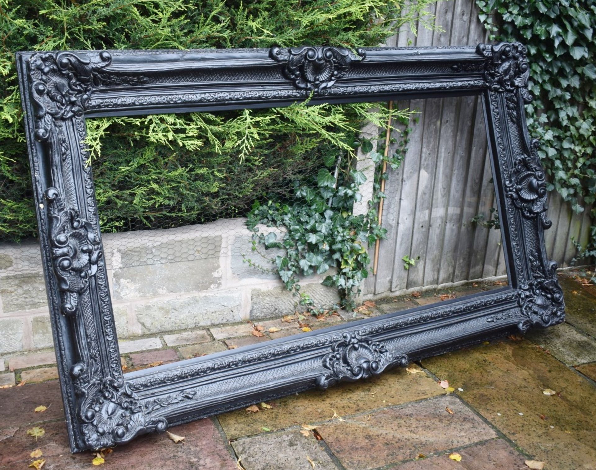 1 x Large Ornate Picture / Mirror Frame in Black - Size 224 x 135 cms - CL546 - Location: Hale,