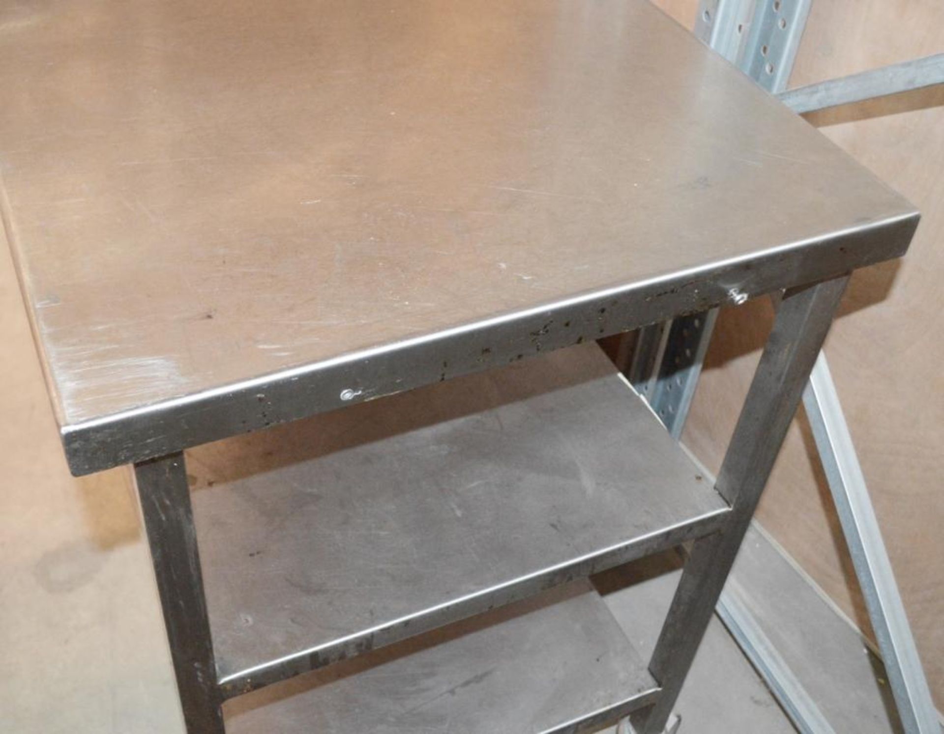 1 x Stainless Steel Commercial Kitchen Prep Table With Undershelves On Castors - Dimensions: W160 x - Image 3 of 3