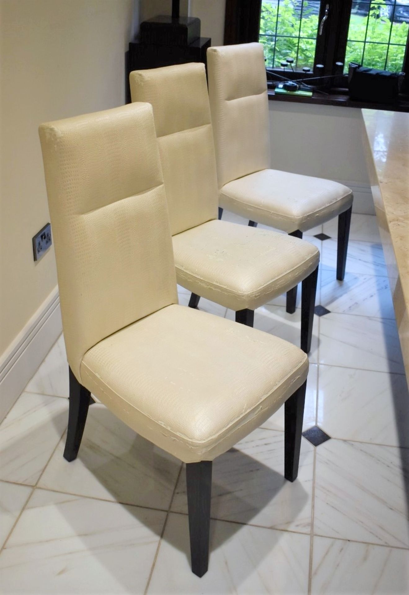 8 x High Back Dining Chairs Upholstered in Faux Crocodile Material - CL546 - Location: Hale,