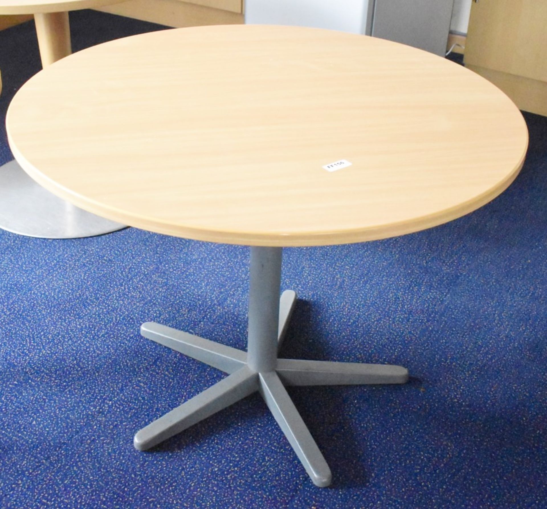 3 x Round Canteen Staff Room Tables in Beech With 8 x Plastic Chairs in Black and Red and 2 x Office - Image 2 of 5