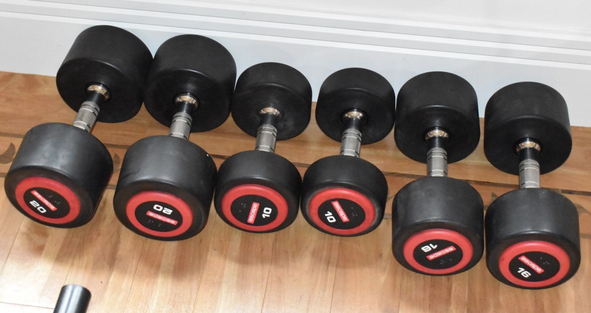 3 x Sets of Escape Polyurethane Dumbell Weights - Includes Pairs of 10kg, 16kg and 20kg Dumbells - 6