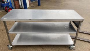 1 x Long Stainless Steel Commercial Kitchen Prep Table - Dimensions: 165L x 62W x 88H cm - Very Rece
