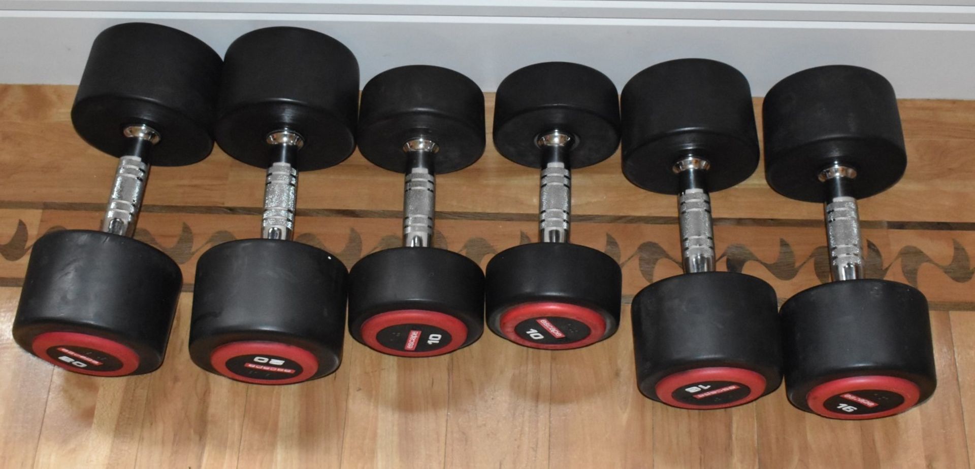 3 x Sets of Escape Polyurethane Dumbell Weights - Includes Pairs of 10kg, 16kg and 20kg Dumbells - 6 - Image 5 of 5