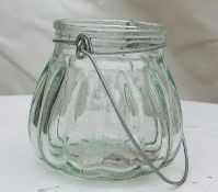 24 x Mini Glass Hanging Jars - Dimensions: Approx. 7/8cm - Pre-owned - CL548 - Location: Near Market
