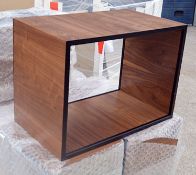 1 x Cube Shaped Table With A Wood Finish And Black Metal Frame - Dimensions: H50 x W70 x D40cm -