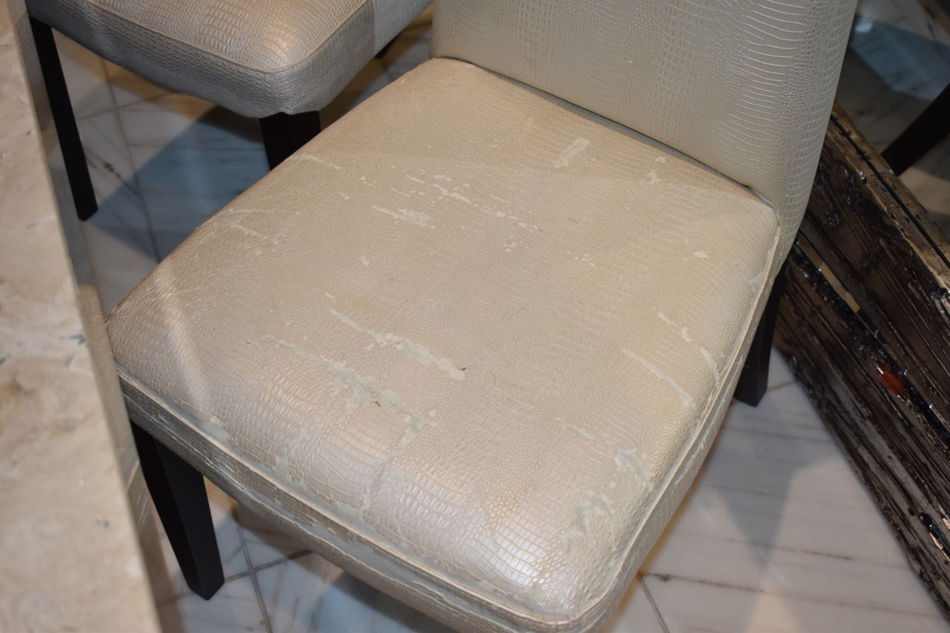 8 x High Back Dining Chairs Upholstered in Faux Crocodile Material - CL546 - Location: Hale, - Image 6 of 9