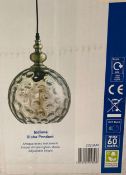 1 x Indiana Globe Pendant in antique brass - Ref: 2020AM - New And Boxed Stock - RRP: £80