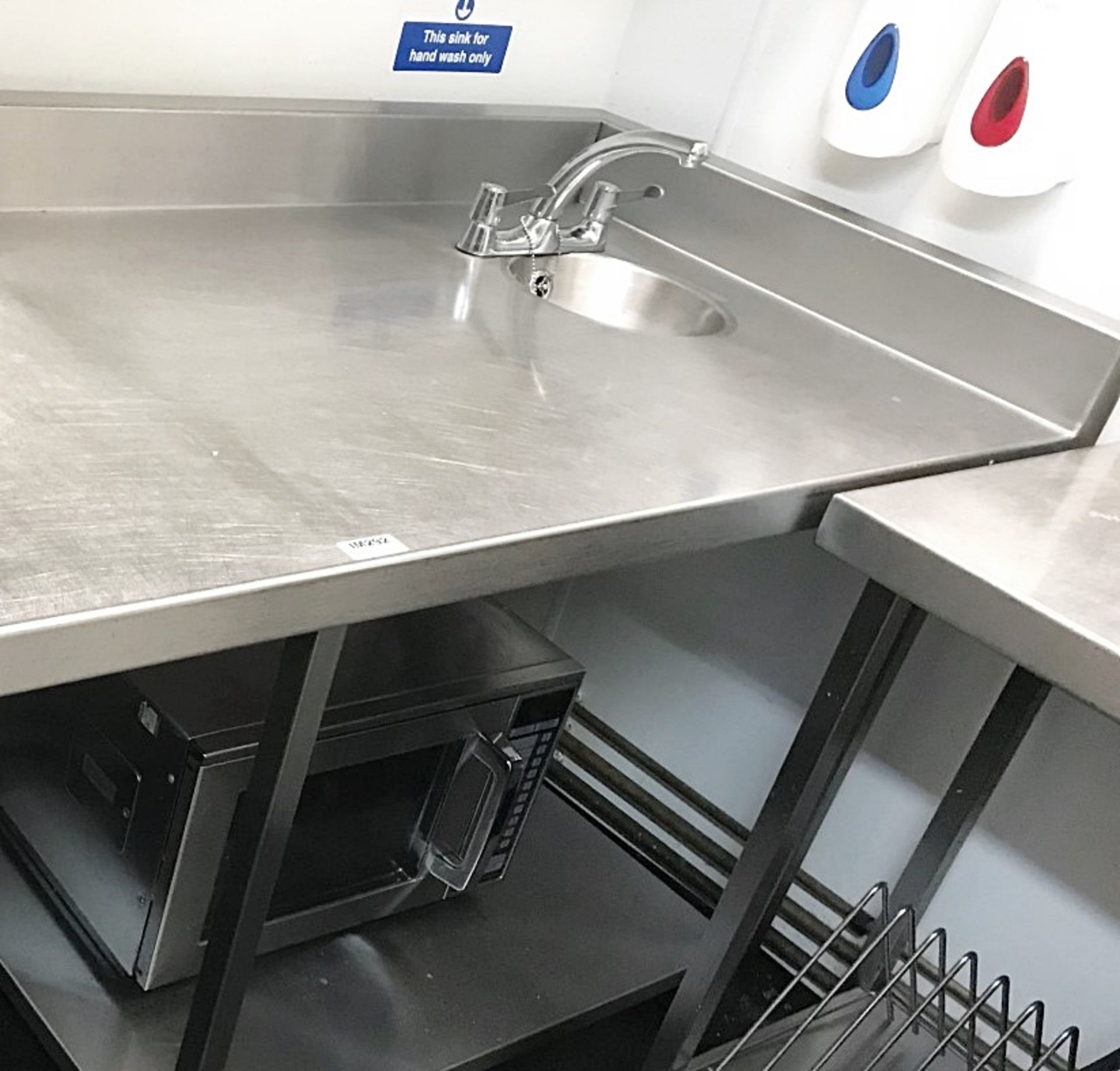 1 x Prep Bench / Wash Station With Basin, Upstand And Undershelf - Ref IM292 - Location: London E1 - Image 2 of 3