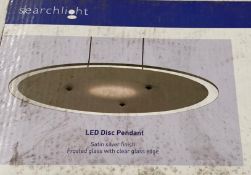 1 x Searchlight LED Disc pendant in satin silver - Ref: 3725-40SS - New and Boxed - RRP: £130