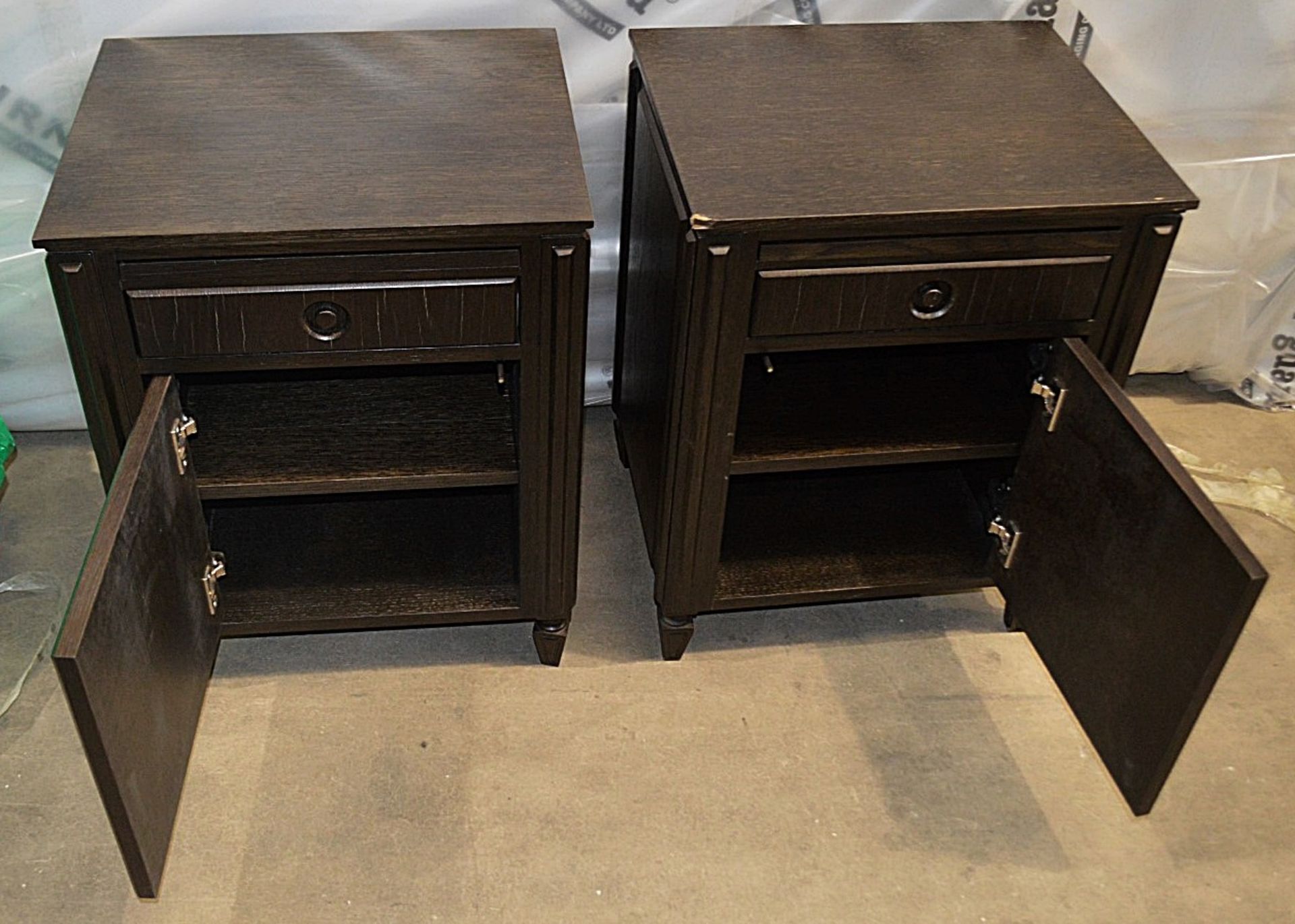 A Pair Of JUSTIN VAN BREDA 'Amelia' Bedside Cabinets In Dark Grey Oak - Total Original Price £2,720 - Image 7 of 10