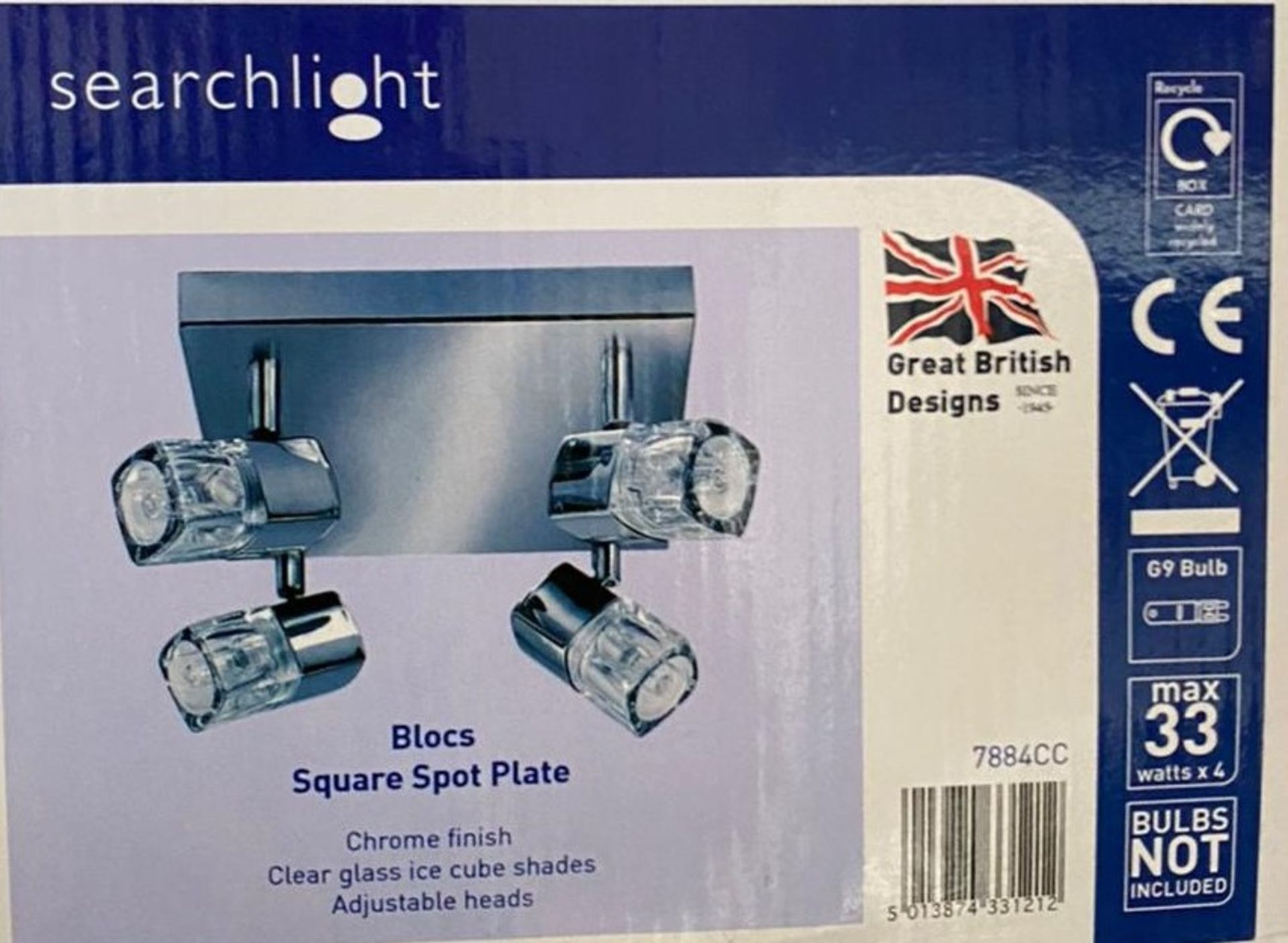 1 x Searchlight 4 LED light Spotlight Square in chrome - Ref: 7884CC - New Boxed Stock RRP: £105.60