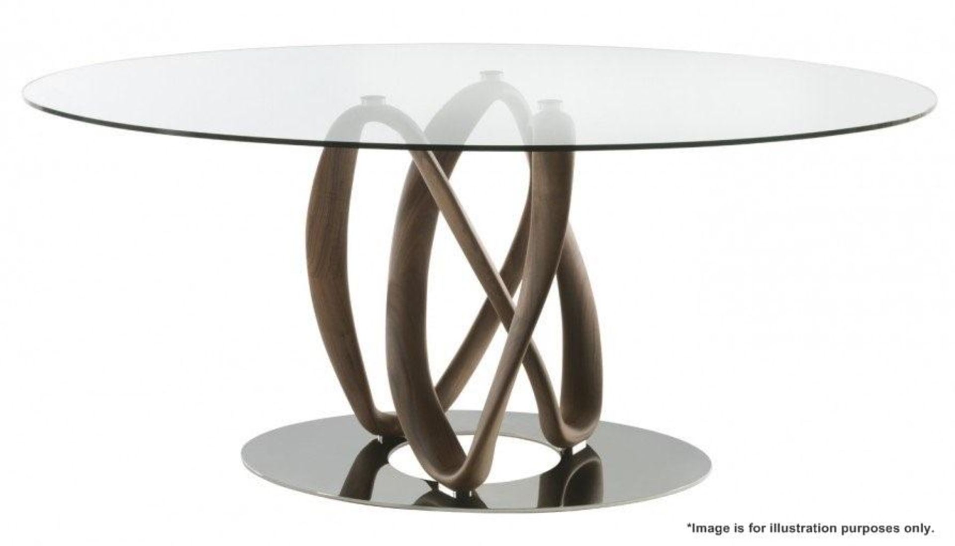 1 x PORADA 'Infinity' 2-Metre Designer Dining Table With Elliptical Glass And Canaletta Walnut Base - Image 2 of 8