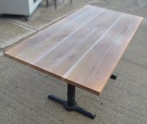 1 x Large Rectangular 1.4 Metre Bistro Table With A Wooden Top And Sturdy Metal Base