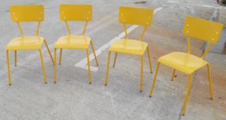 4 x Rustic Commercial Bistro Chairs In Bright Yellow - Dimensions: W40 x D48 x H79, Seat 46cm