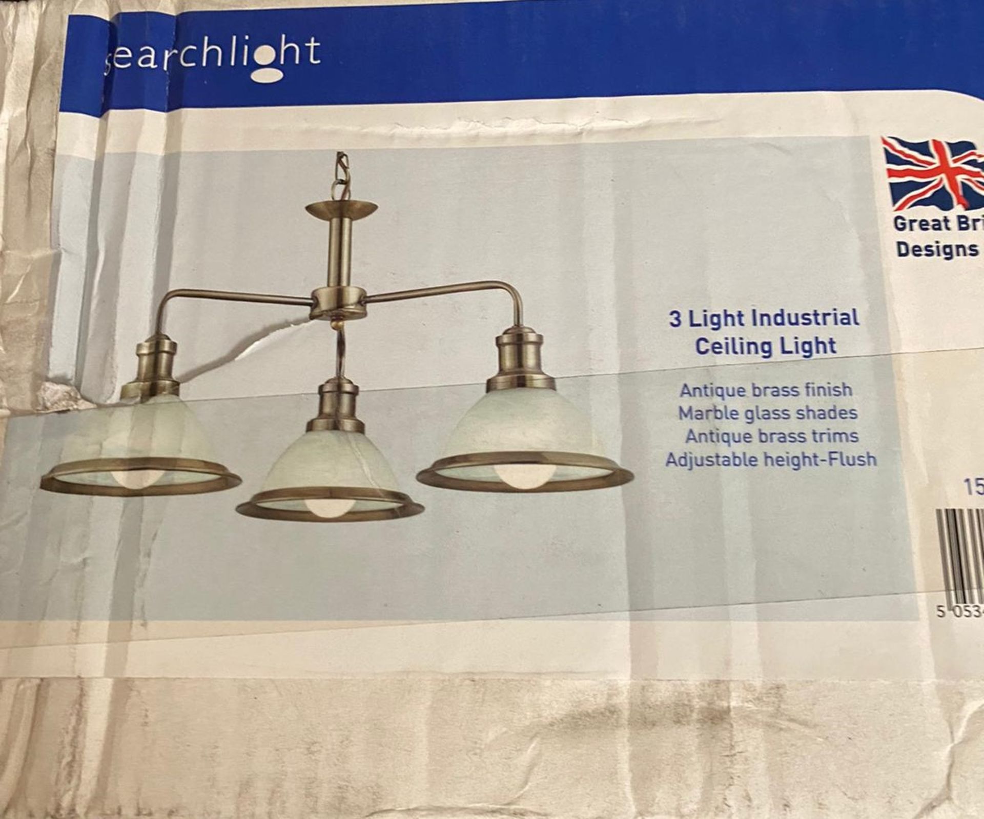 1 x Searchlight Industrial Ceiling Light in Antique Brass - Ref: 1593-3AB -New and Boxed - RRP: £100 - Image 3 of 4