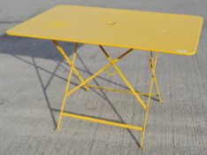 1 x Rustic Metal Folding Commercial Bistro Table In Bright Yellow - Made In France - Dimensions: