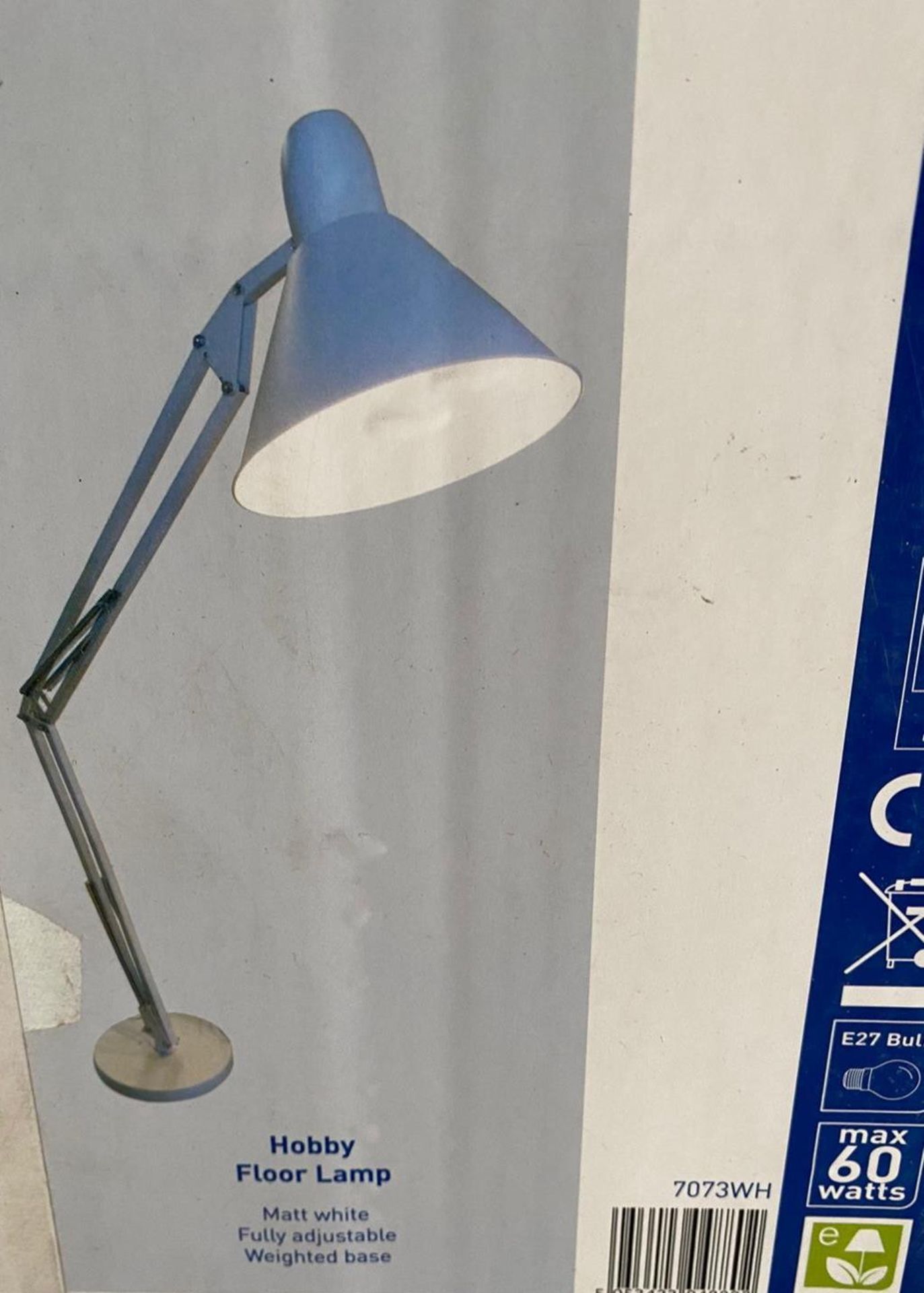 1 x Searchlight Hobby Floor Lamp in matt white - Ref: 7073WH - New and Boxed - RRP: £180