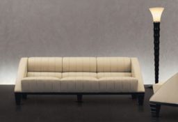 1 x Giorgetti Aries Full Cream Leather Sofa - Designed by Leon Krier - From an Exclusive Hale