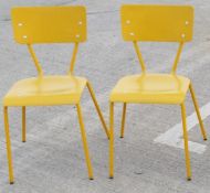 4 x Rustic Commercial Bistro Chairs In Bright Yellow - Dimensions: W40 x D48 x H79, Seat 46cm - Ref: